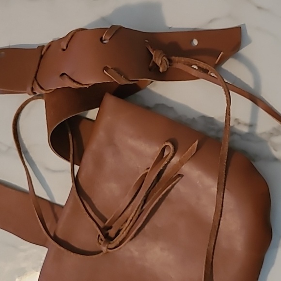 British Tan Gloved Leather Handmade Crossbody Hobo Boho Flap Bag Purse Hippie - Picture 11 of 11